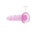 RealRock Crystal Clear Non-Realistic 7 in. Twisted Dildo With Suction Cup Pink - Image 4