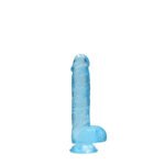 RealRock Crystal Clear Realistic Dildo with Balls and Suction Cup – Blue - Image 2