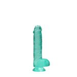 RealRock Crystal Clear Realistic Dildo with Balls and Suction Cup – Turquoise - Image 2