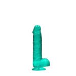 RealRock Crystal Clear Realistic Dildo with Balls and Suction Cup – Turquoise - Image 3