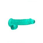 RealRock Crystal Clear Realistic Dildo with Balls and Suction Cup – Turquoise - Image 5