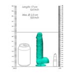 RealRock Crystal Clear Realistic Dildo with Balls and Suction Cup – Turquoise - Image 7