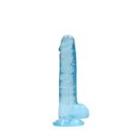 RealRock Crystal Clear Realistic 7 in. Dildo With Balls and Suction Cup Blue - Image 3