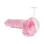 RealRock Crystal Clear Realistic 7 in. Dildo with Balls and Suction Cup – Pink - Image 5