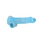 RealRock Crystal Clear Realistic 8 in. Dildo With Balls and Suction Cup Blue - Image 3