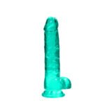 RealRock Crystal Clear Realistic 8 in. Dildo with Balls and Suction Cup – Turquoise - Image 3