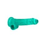 RealRock Crystal Clear Realistic 8 in. Dildo with Balls and Suction Cup – Turquoise - Image 5