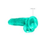 RealRock Crystal Clear Realistic 8 in. Dildo with Balls and Suction Cup – Turquoise - Image 6