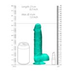 RealRock Crystal Clear Realistic 8 in. Dildo with Balls and Suction Cup – Turquoise - Image 7