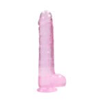 RealRock Crystal Clear Realistic 9 in. Dildo with Balls and Suction Cup – Pink - Image 2