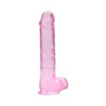RealRock Crystal Clear Realistic 9 in. Dildo with Balls and Suction Cup – Pink - Image 3