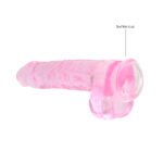 RealRock Crystal Clear Realistic 9 in. Dildo with Balls and Suction Cup – Pink - Image 5