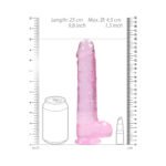 RealRock Crystal Clear Realistic 9 in. Dildo with Balls and Suction Cup – Pink - Image 7