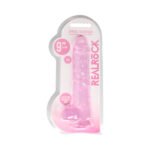 RealRock Crystal Clear Realistic 9 in. Dildo with Balls and Suction Cup – Pink - Image 8