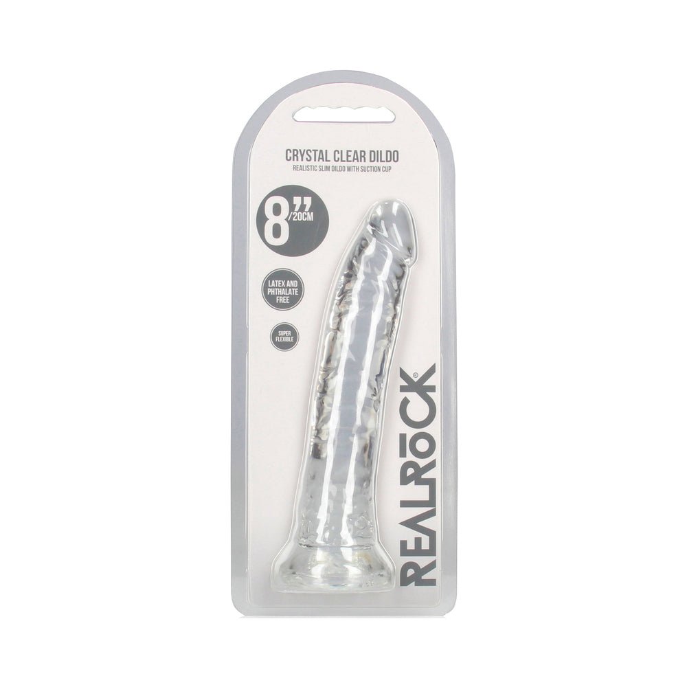 realrock-crystal-clear-slim-8-in-dildo-clear RealRock Crystal Clear Slim 8 in. Dildo Clear - Image 1