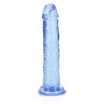 RealRock Crystal Clear Straight 6 in. Dildo Without Balls Blue - Image 2