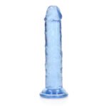 RealRock Crystal Clear Straight 6 in. Dildo Without Balls Blue - Image 4