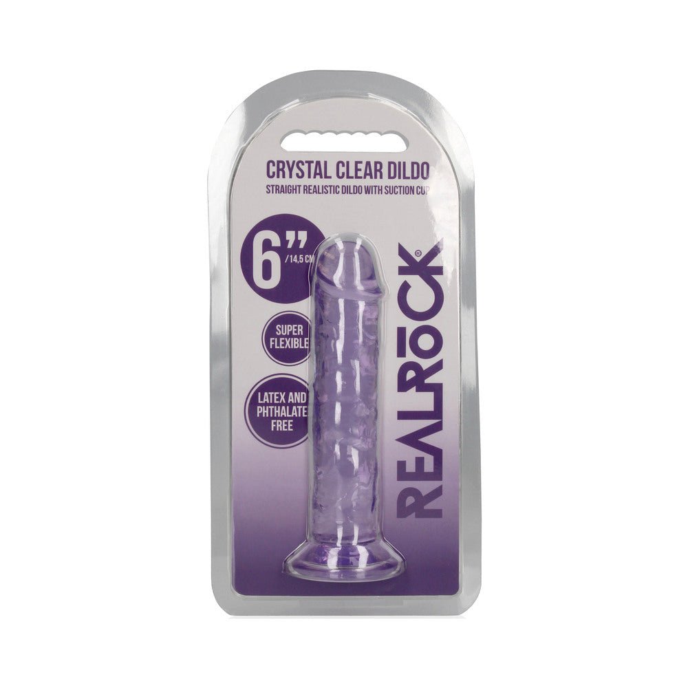 realrock-crystal-clear-straight-6-in-dildo-without-balls-purple RealRock Crystal Clear Straight 6 in. Dildo Without Balls Purple - Image 1