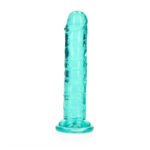 RealRock Crystal Clear Straight 6 in. Dildo Without Balls Turquoise - Image 3