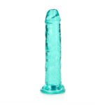 RealRock Crystal Clear Straight 6 in. Dildo Without Balls Turquoise - Image 4