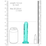 RealRock Crystal Clear Straight 6 in. Dildo Without Balls Turquoise - Image 7