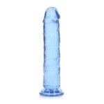RealRock Crystal Clear Straight 7 in. Dildo Without Balls Blue - Image 3