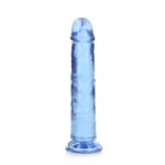 RealRock Crystal Clear Straight 7 in. Dildo Without Balls Blue - Image 4