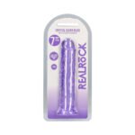 RealRock Crystal Clear Straight 7 in. Dildo Without Balls Purple