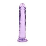 RealRock Crystal Clear Straight 7 in. Dildo Without Balls Purple - Image 4