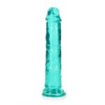 RealRock Crystal Clear Straight 7 in. Dildo Without Balls Turquoise - Image 3