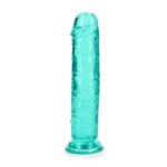 RealRock Crystal Clear Straight 7 in. Dildo Without Balls Turquoise - Image 4