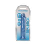 RealRock Crystal Clear Straight 8 in. Dildo Without Balls Blue