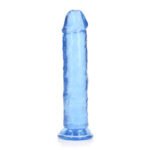 RealRock Crystal Clear Straight 8 in. Dildo Without Balls Blue - Image 4