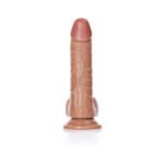 RealRock Realistic 6 in. Curved Dildo With Balls and Suction Cup Tan - Image 4