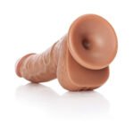 RealRock Realistic 6 in. Curved Dildo With Balls and Suction Cup Tan - Image 5