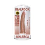 RealRock Realistic 6 in. Slim Dildo With Suction Cup Tan