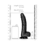 RealRock Realistic 8 in. Curved Dildo With Balls and Suction Cup Black - Image 6