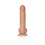 RealRock Realistic 8 in. Curved Dildo With Balls and Suction Cup Tan - Image 4