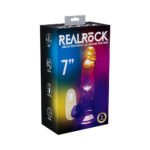 RealRock Wireless Rechargeable Remote Control LED Vibrating 7 in. Dildo with Balls Clear