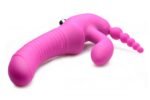Regal Rider Vibrating Strapless Strap- on Triple G Dildo - Pink - Image 4