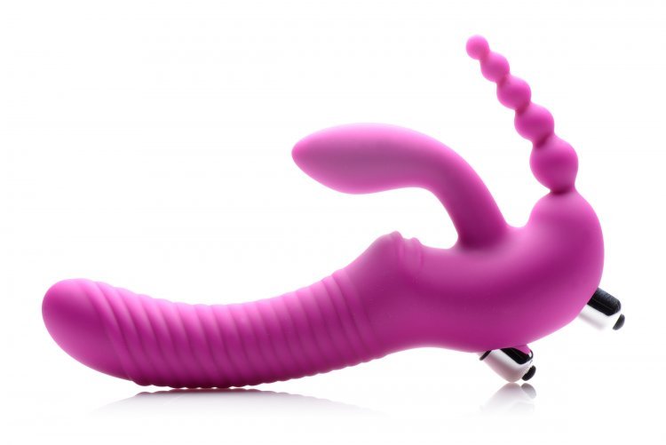 regal-rider-vibrating-strapless-strap-on-triple-g-dildo-pink Regal Rider Vibrating Strapless Strap- on Triple G Dildo - Pink - Image 1