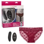 Remote Control Lace Panty Set - L/ XL - Burgundy - Image 3