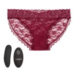 Remote Control Lace Panty Set - L/ XL - Burgundy - Image 4