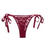 Remote Control Lace Thong Set - Burgundy - Image 2