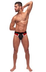 Retro Sport Panel Thong - L/ XL - Red/ Black - Image 5