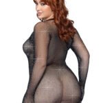 Rhinestone Fishnet Gloved Dress - 1x/2x