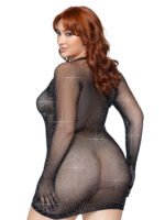 Rhinestone Fishnet Gloved Dress - 1x/2x