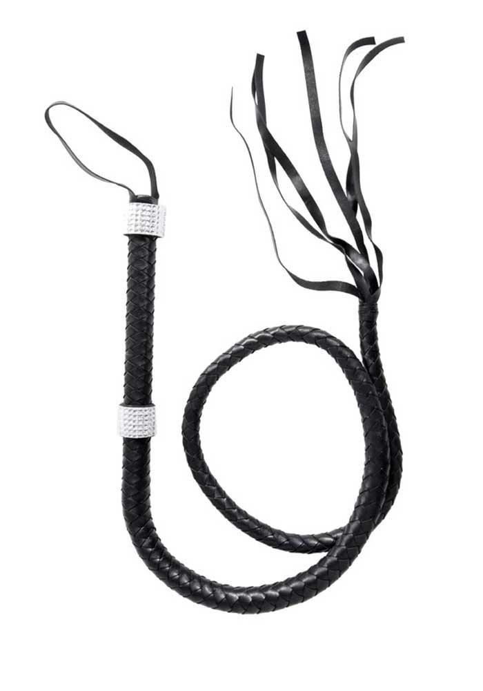 rhinestone-handle-whip-black Rhinestone Handle Whip - Black - Image 1