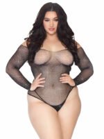 Rhinestone Snap Crotch Bodysuit - 1x/2x - Black - Image 5