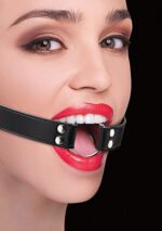 Ring Gag With Leather Straps - Black - Image 2